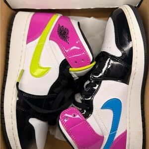 Jordan Kids Sneakers in Pink, Blue, and Neon Yellow